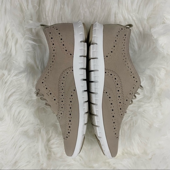 Cole Haan “Zerogrand” Wingtip Oxford Sneakers, Beige and White, Size 6.5 - Picture 1 of 8